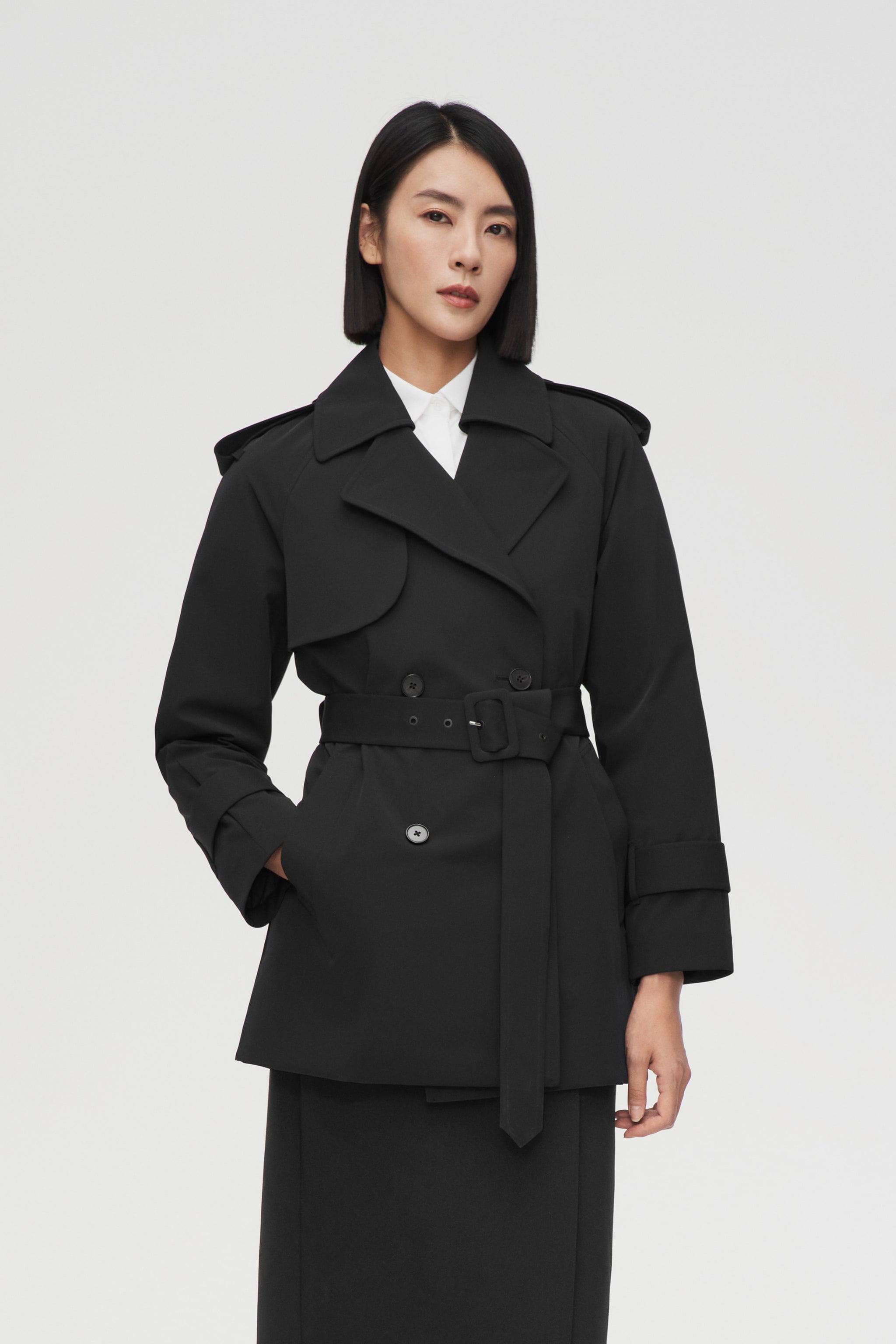 Women's Double Breasted Short Trench | BOSIDENG